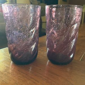 Blenko Amethyst Crackle Glass mid century tumblers